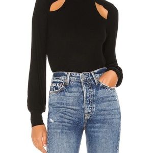 Michael Lauren Black,
mock neck styling, ribbed fabric